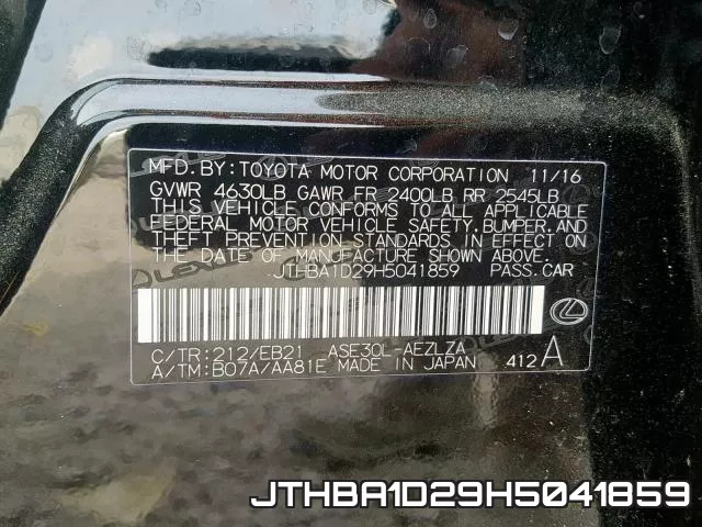 JTHBA1D29H5041859 фото 2