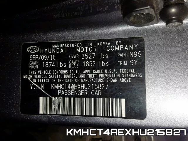 KMHCT4AEXHU215827 фото 2