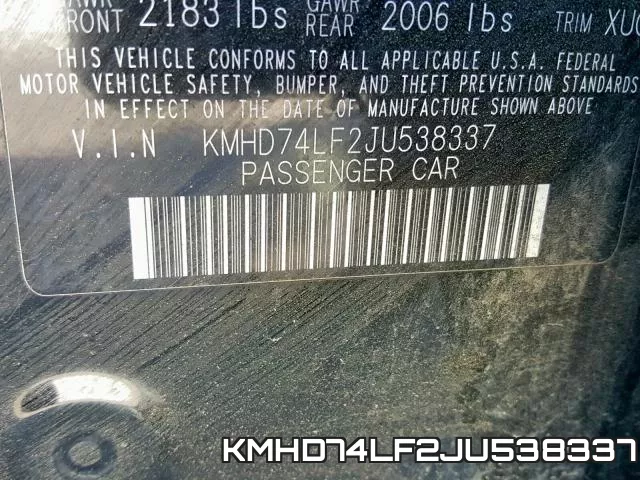 KMHD74LF2JU538337 фото 2
