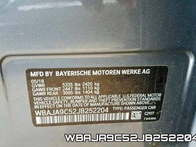 WBAJA9C52JB252204 фото 2