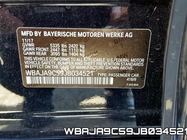 WBAJA9C59JB034521 фото 2
