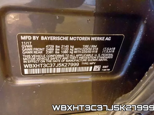WBXHT3C37J5K27999 фото 2