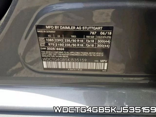 WDCTG4GB5KJ535159 фото 2