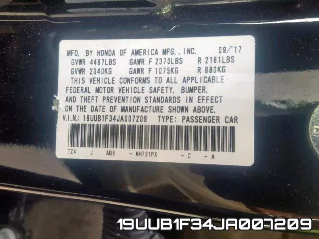 19UUB1F34JA007209 фото 2