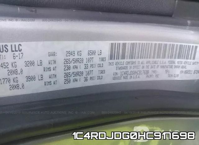1C4RDJDG0HC917698 фото 10