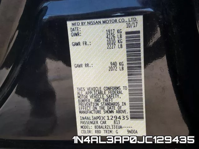 1N4AL3AP0JC129435 фото 2