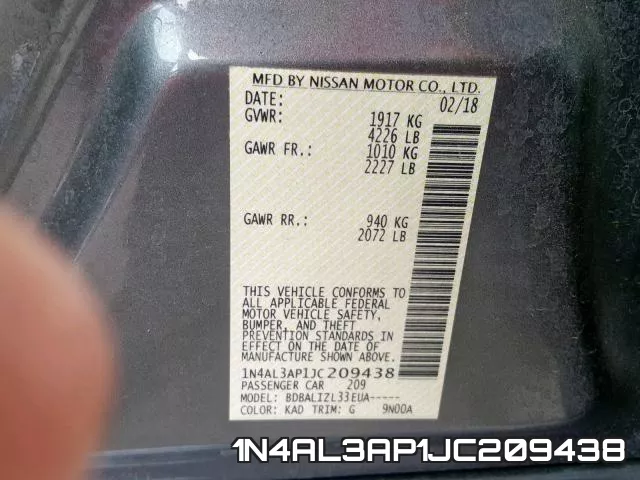 1N4AL3AP1JC209438 фото 2