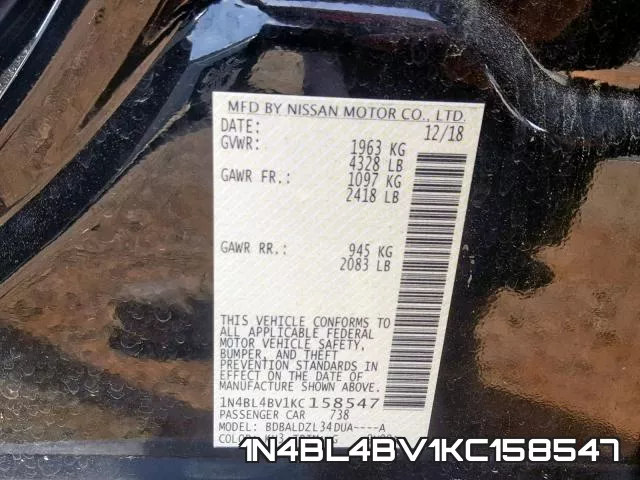 1N4BL4BV1KC158547 фото 2
