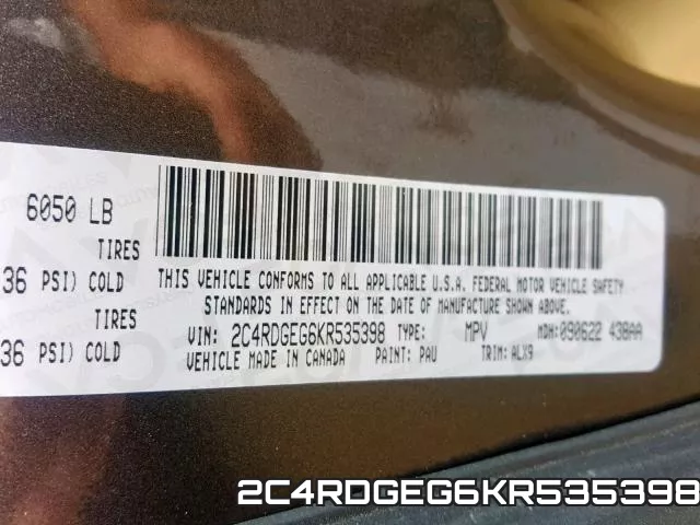 2C4RDGEG6KR535398 фото 2