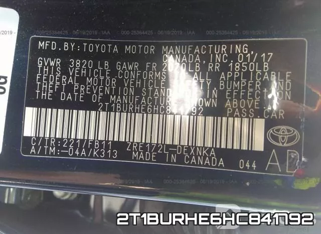 2T1BURHE6HC841792 фото 10