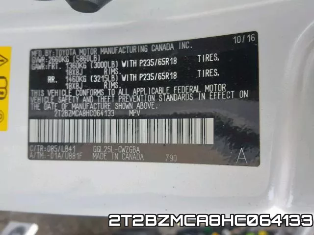 2T2BZMCA8HC064133 фото 2