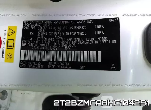 2T2BZMCA8HC104291 фото 10