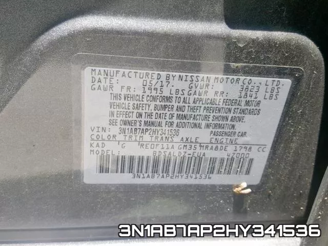 3N1AB7AP2HY341536 фото 2