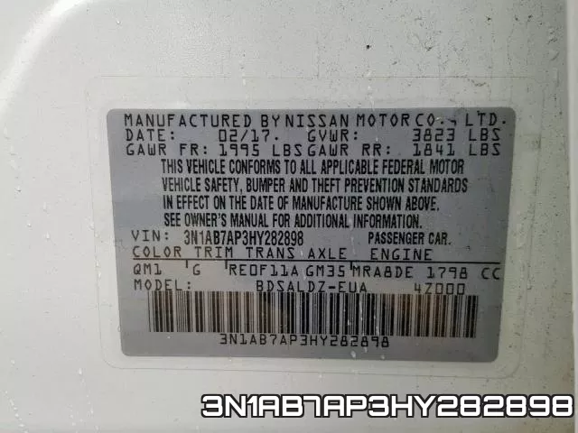3N1AB7AP3HY282898 фото 2