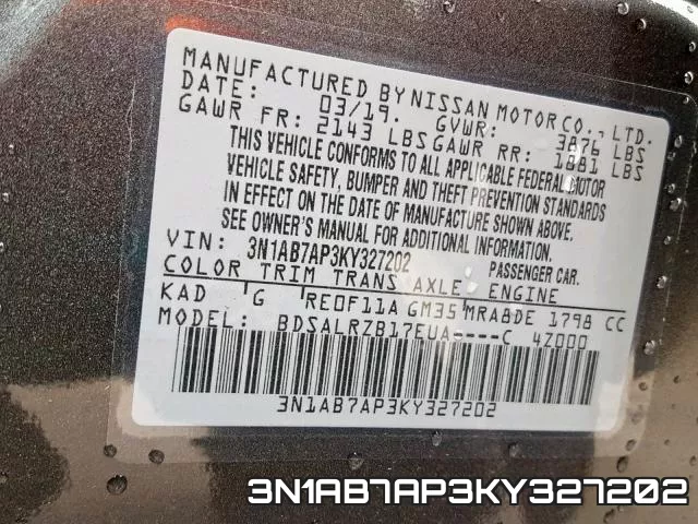 3N1AB7AP3KY327202 фото 2