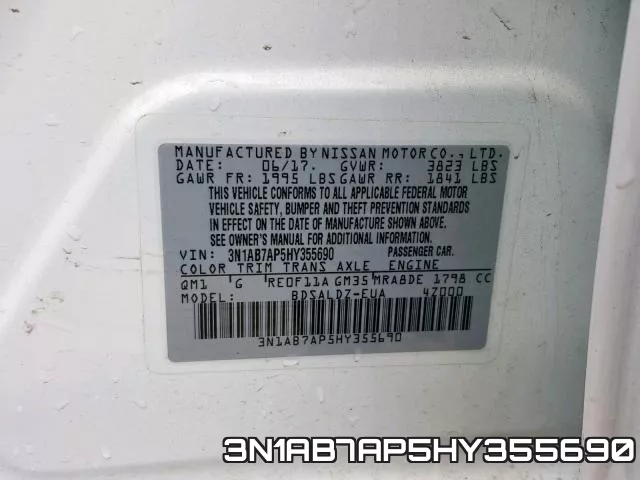 3N1AB7AP5HY355690 фото 2