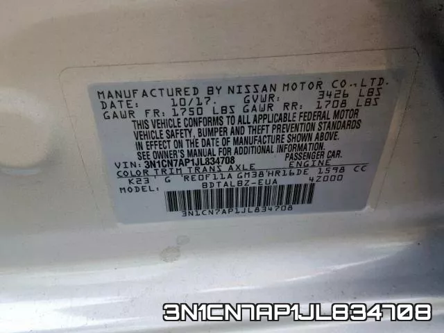 3N1CN7AP1JL834708 фото 2
