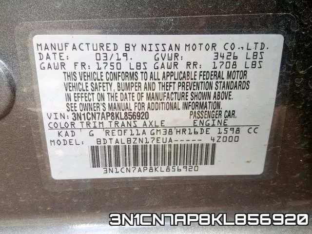3N1CN7AP8KL856920 фото 2