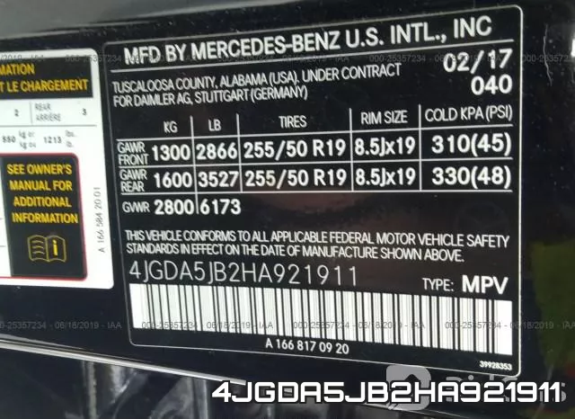 4JGDA5JB2HA921911 фото 10