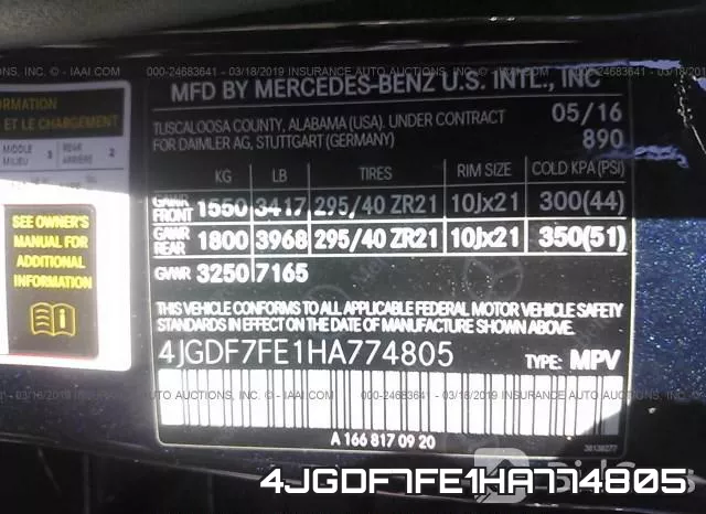 4JGDF7FE1HA774805 фото 10
