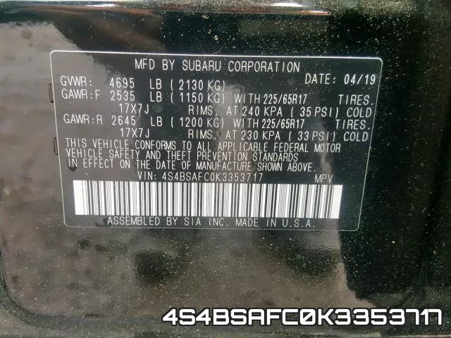 4S4BSAFC0K3353717 фото 2