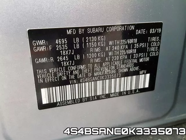 4S4BSANC0K3335073 фото 2