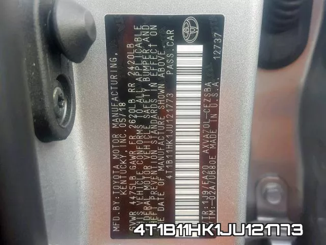 4T1B11HK1JU121773 фото 2