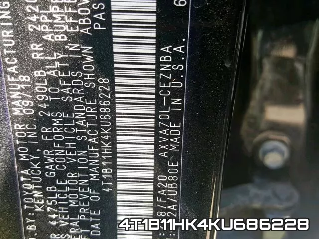 4T1B11HK4KU686228 фото 2