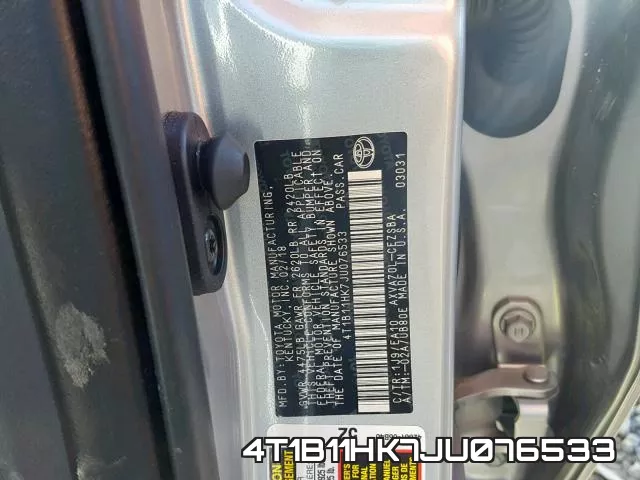 4T1B11HK7JU076533 фото 2