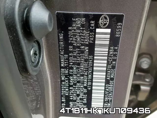 4T1B11HK7KU709436 фото 2