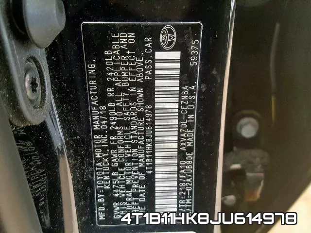 4T1B11HK8JU614978 фото 2