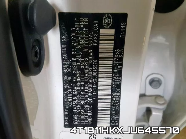 4T1B11HKXJU645570 фото 2