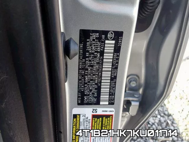 4T1B21HK7KU011714 фото 2