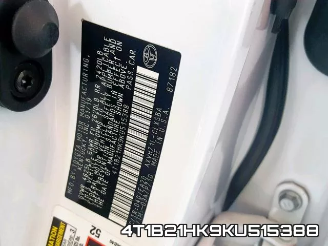 4T1B21HK9KU515388 фото 2