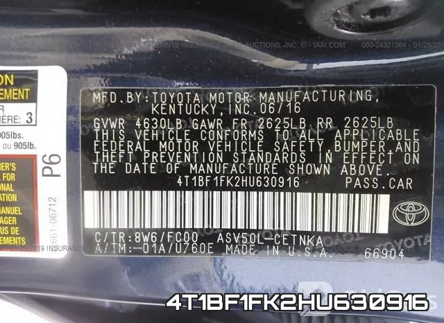 4T1BF1FK2HU630916 фото 9