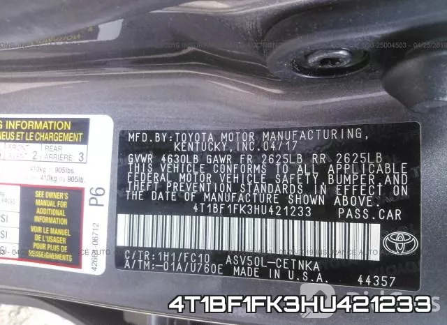4T1BF1FK3HU421233 фото 10