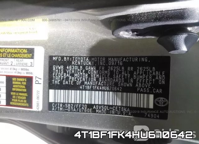 4T1BF1FK4HU670642 фото 10