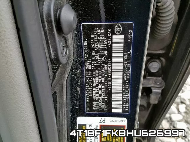 4T1BF1FK8HU626997 фото 2