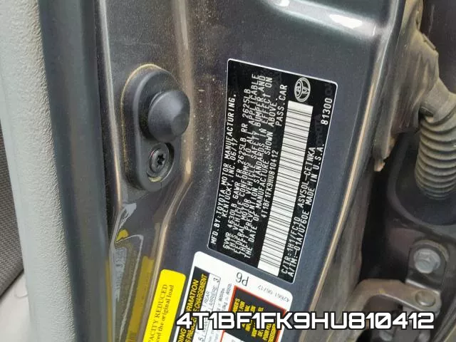 4T1BF1FK9HU810412 фото 2