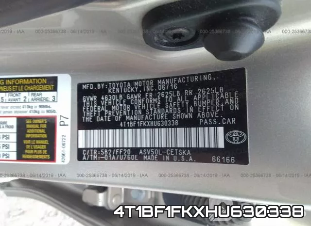 4T1BF1FKXHU630338 фото 10