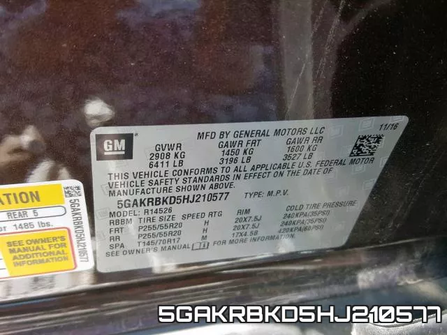 5GAKRBKD5HJ210577 фото 2