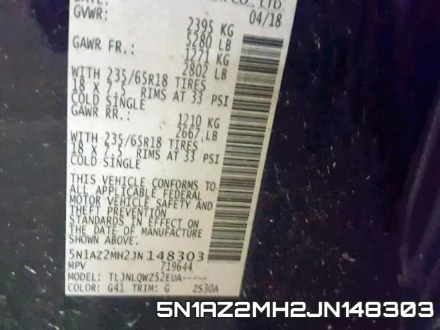 5N1AZ2MH2JN148303 фото 2