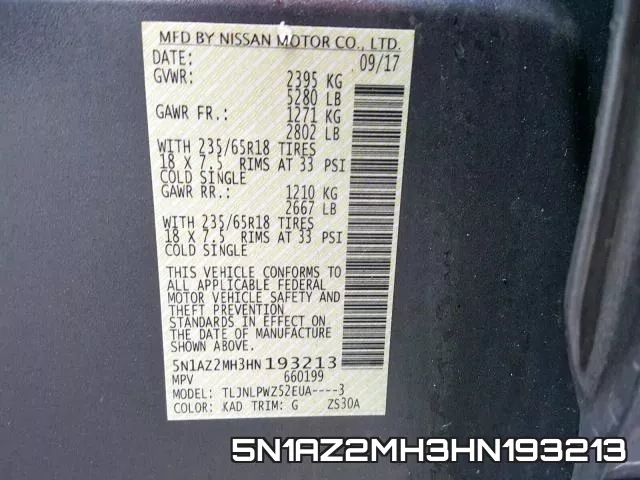 5N1AZ2MH3HN193213 фото 2