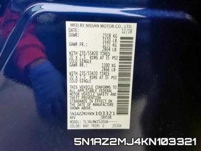 5N1AZ2MJ4KN103321 фото 2