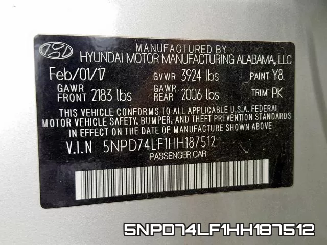5NPD74LF1HH187512 фото 2