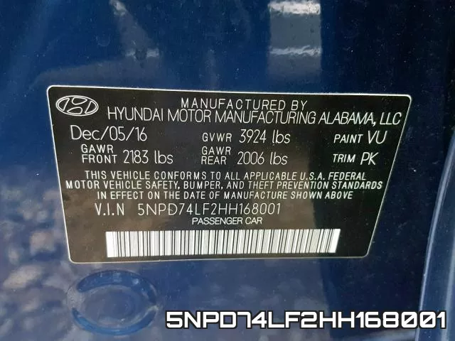 5NPD74LF2HH168001 фото 2