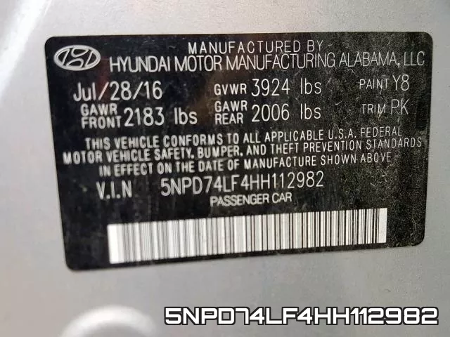 5NPD74LF4HH112982 фото 2