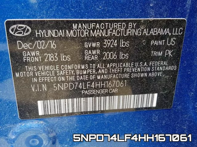5NPD74LF4HH167061 фото 2