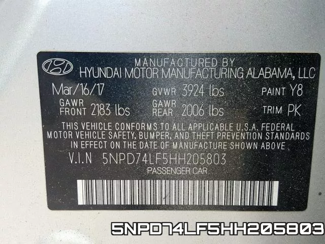 5NPD74LF5HH205803 фото 2