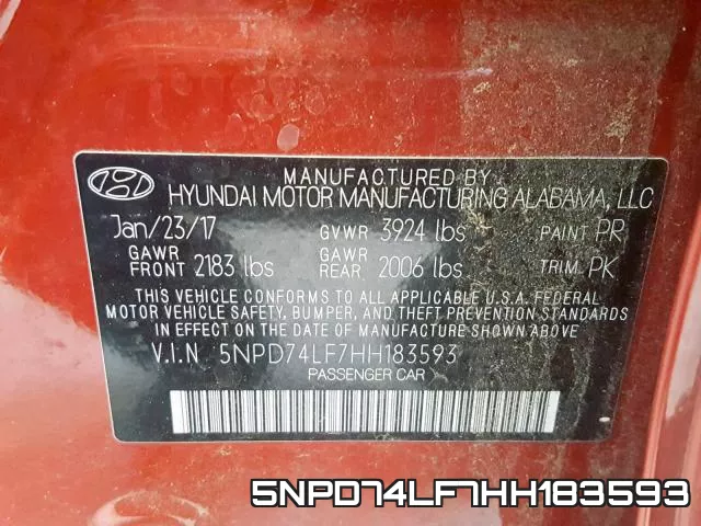 5NPD74LF7HH183593 фото 2